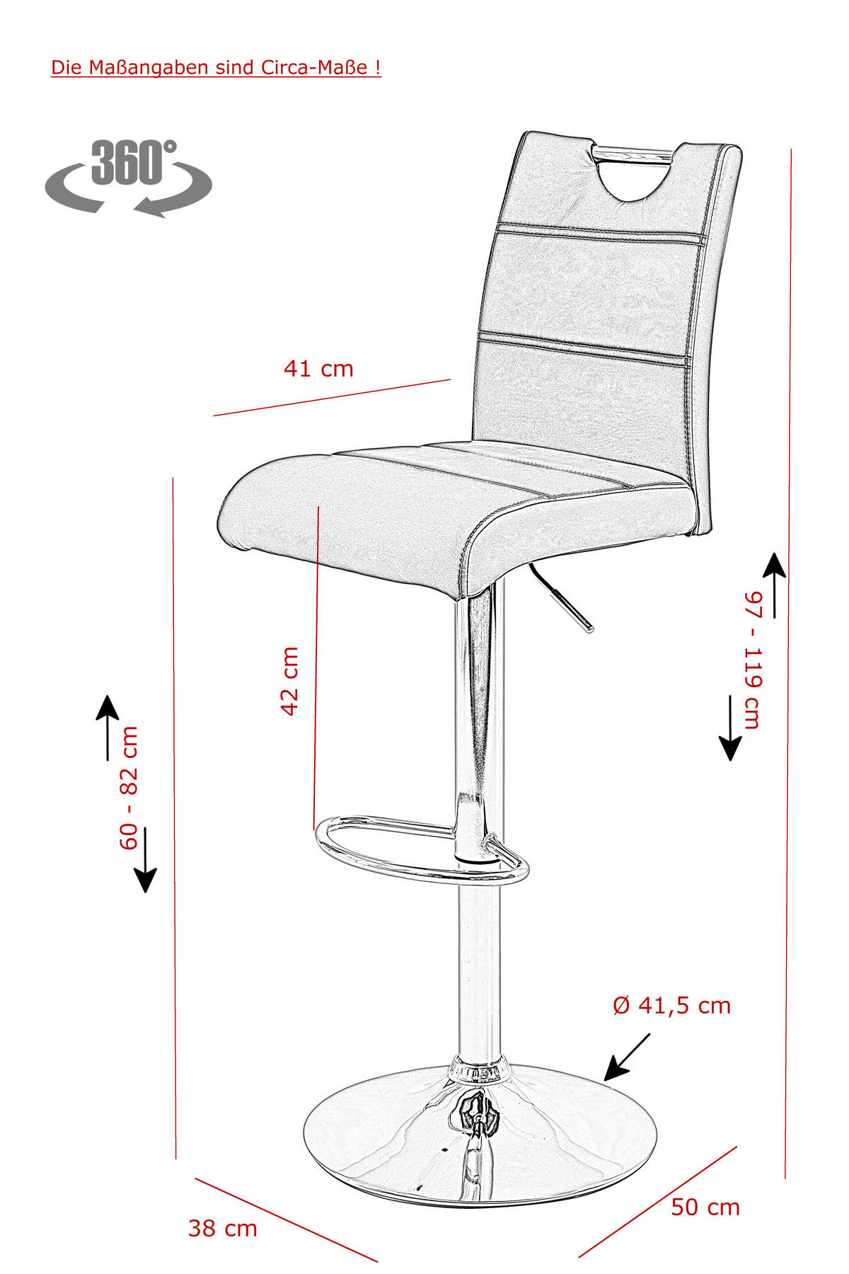 BARHOCKER-SET in Grau  - Chromfarben/Weiß, MODERN, Textil/Metall (38/97-119/50cm) - MID.YOU