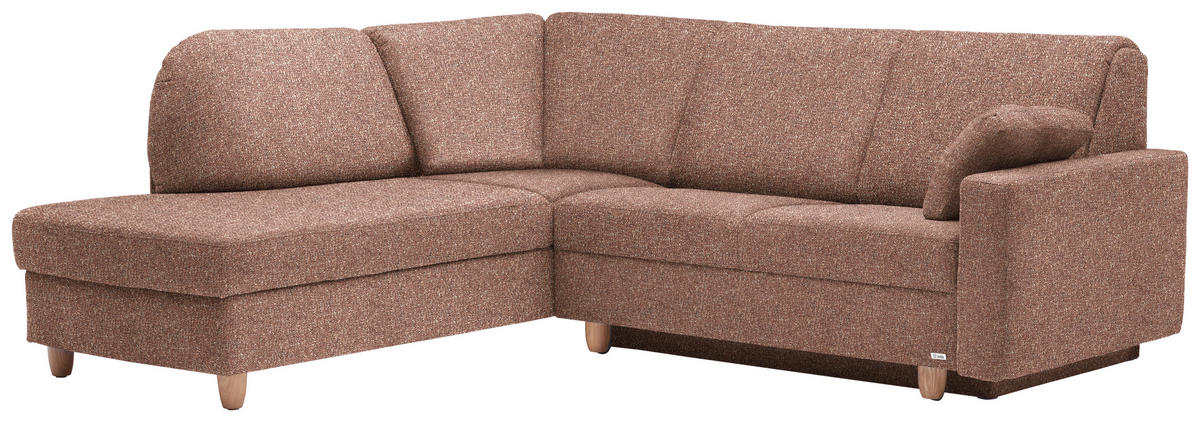 ECKSOFA  in Mikrovelours Terracotta  208/227 cm  - Eichefarben/Rot, KONVENTIONELL, Holz/Textil (208/227cm) - Sedda