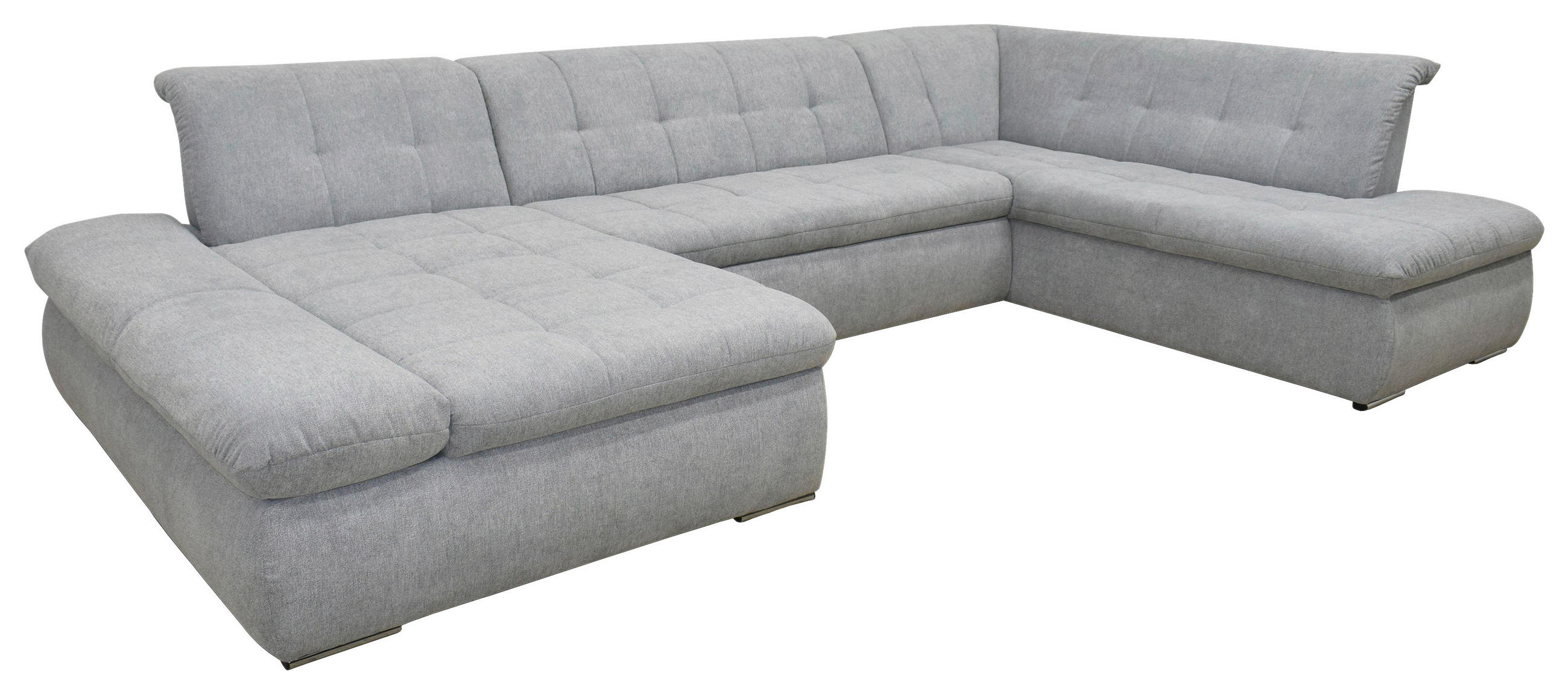 WOHNLANDSCHAFT Grau Mikrofaser  - Chromfarben/Grau, KONVENTIONELL, Textil/Metall (172/353/216cm) - MID.YOU