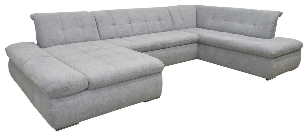 WOHNLANDSCHAFT Grau Mikrofaser  - Chromfarben/Grau, KONVENTIONELL, Textil/Metall (172/353/216cm) - MID.YOU