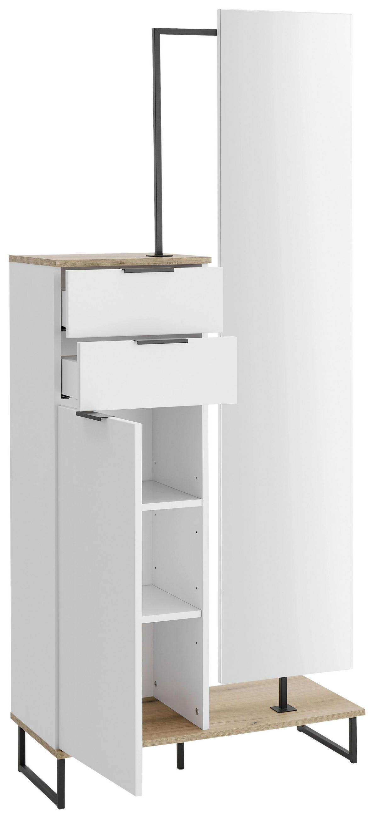 HOCHSCHRANK 78/200/35 cm  - Eichefarben/Schwarz, KONVENTIONELL, Holzwerkstoff/Metall (78/200/35cm) - home24