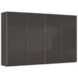 SCHWEBETÜRENSCHRANK  in Graphitfarben, Schwarz  - Chromfarben/Graphitfarben, KONVENTIONELL, Glas/Holzwerkstoff (361/235/68cm) - Novel
