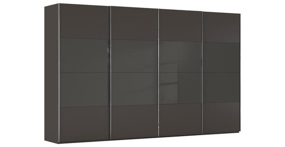 SCHWEBETÜRENSCHRANK  in Graphitfarben, Schwarz  - Chromfarben/Graphitfarben, KONVENTIONELL, Glas/Holzwerkstoff (361/235/68cm) - Novel
