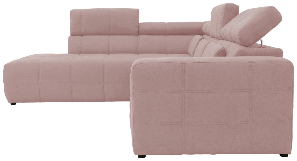 ECKSOFA Rosa Mikrofaser  - Schwarz/Rosa, Design, Kunststoff/Textil (228/275cm) - MID.YOU