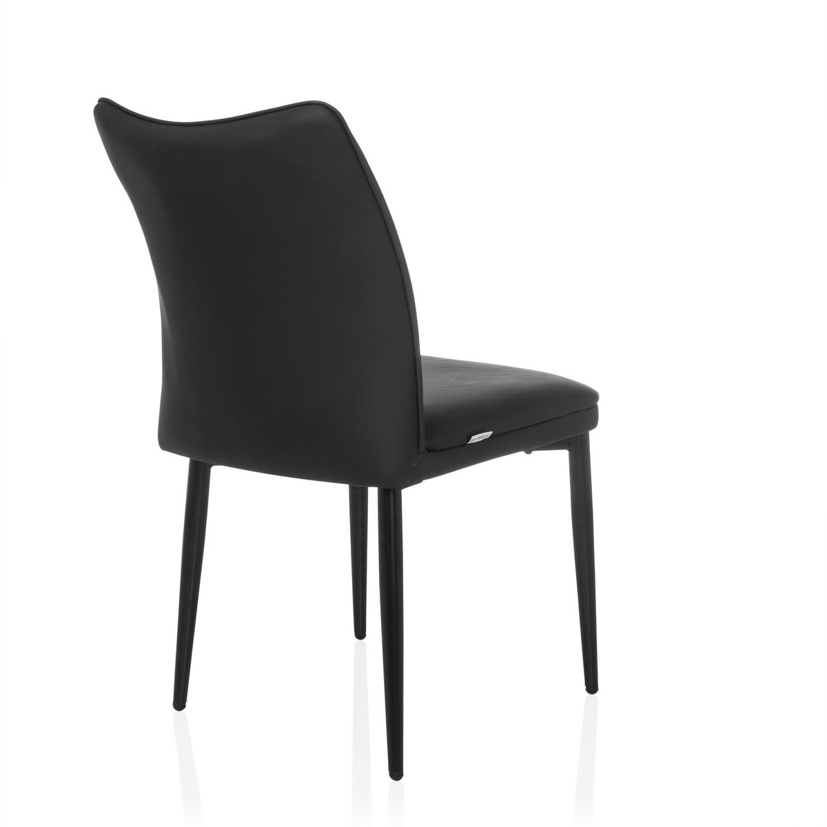 STUHL  in Lederlook Textil  - Schwarz, MODERN, Textil/Metall (47/87/61cm) - MID.YOU