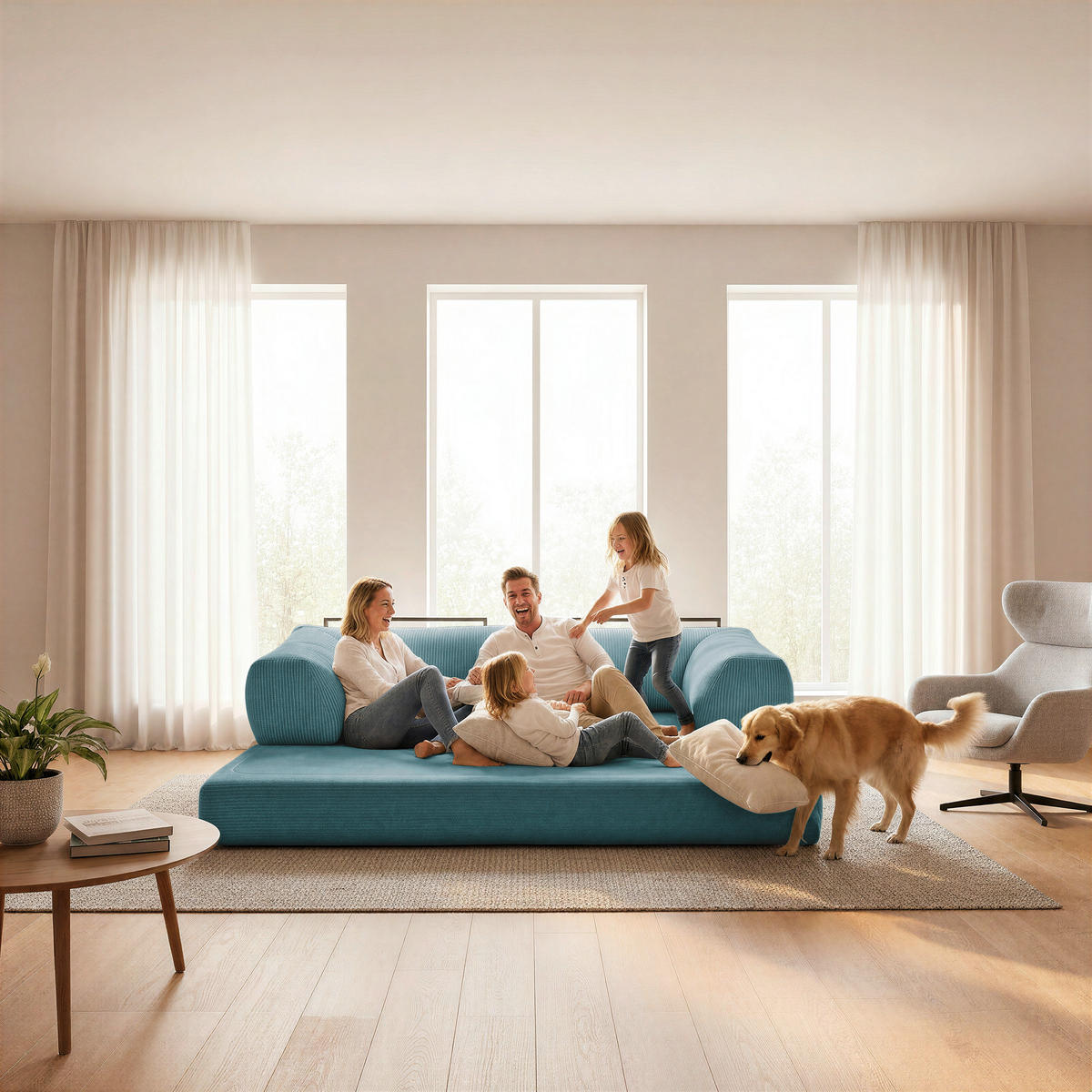 SCHLAFSOFA Cord Petrol  - Petrol, KONVENTIONELL, Textil/Metall (200/77/80cm) - Carryhome