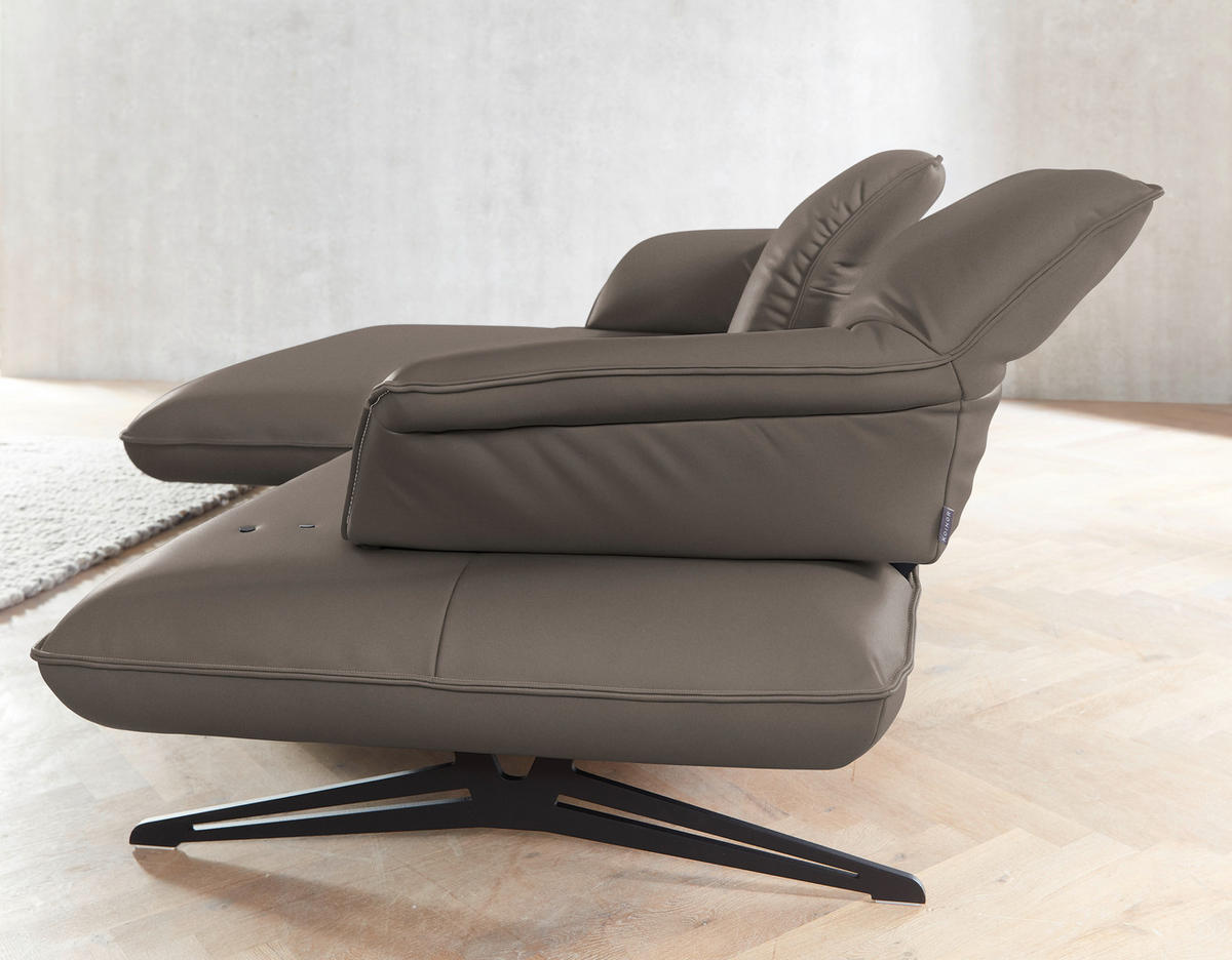 ECKSOFA in Echtleder Graubraun  - Graubraun/Beige, Design, Leder/Metall (169/252cm) - Koinor