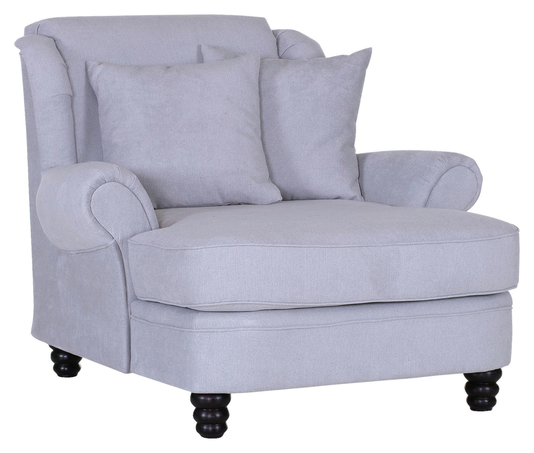 XXL-FÅTÖLJ i trä, textil ljusgrå  - ljusgrå/mörkbrun, Klassisk, trä/textil (125/102/125cm) - Livetastic