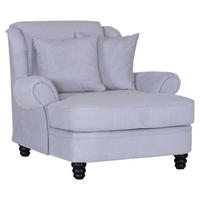 XXL-FÅTÖLJ i trä, textil ljusgrå  - ljusgrå/mörkbrun, Klassisk, trä/textil (125/102/125cm) - Livetastic