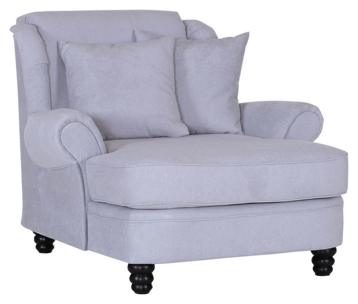 XXL-FÅTÖLJ i trä, textil ljusgrå  - ljusgrå/mörkbrun, Klassisk, trä/textil (125/102/125cm) - Livetastic