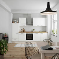KÜCHENBLOCK Touch 300 cm  in Weiß, Eichefarben  - Edelstahlfarben/Eichefarben, MODERN, Holzwerkstoff/Metall (300cm) - Nobilia