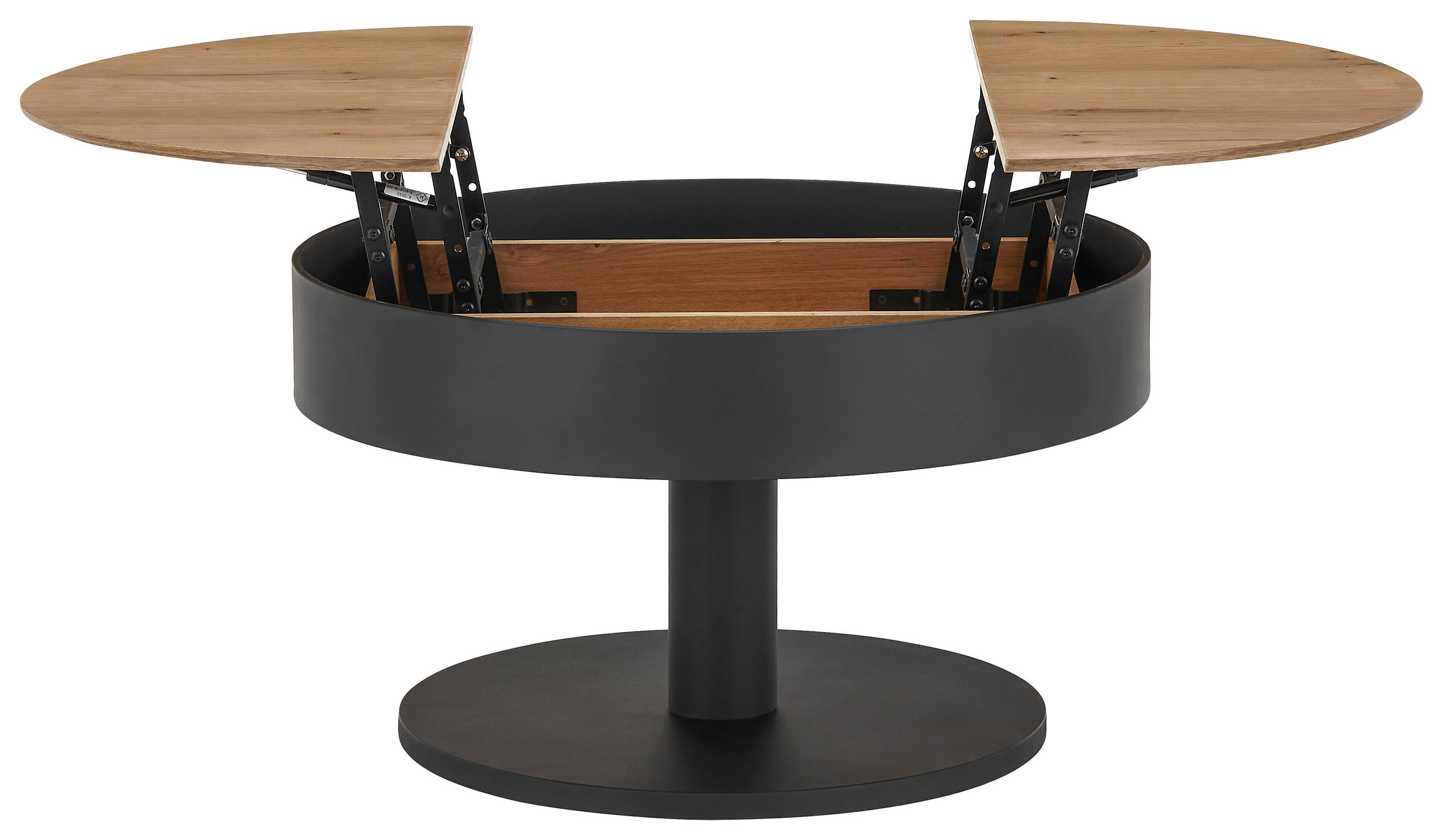 Thumbnail - Novel Couchtisch, Schwarz, Eiche, Holz, Metall, Holzwerkstoff, Eiche, furniert, rund, Säule, Bodenplatte, 79x46x79 cm, S...