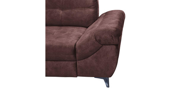 ECKSOFA Aubergine Velours  - Aubergine/Schwarz, KONVENTIONELL, Kunststoff/Textil (218/275cm) - Carryhome