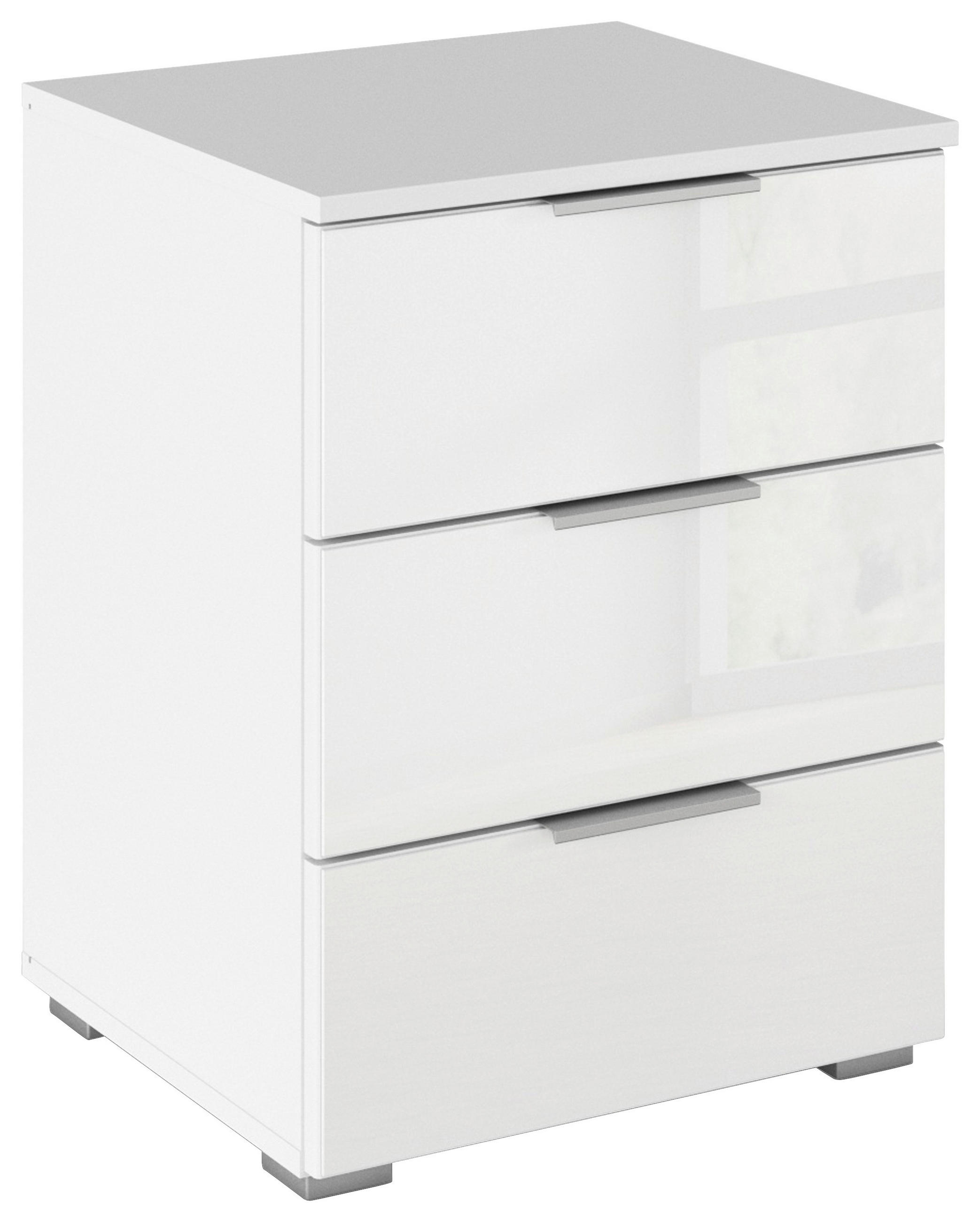 ÉJJELISZEKRÉNY fehér  - alumínium színű/fehér, Basics, műanyag/faalapú anyag (47/62/42cm) - Carryhome