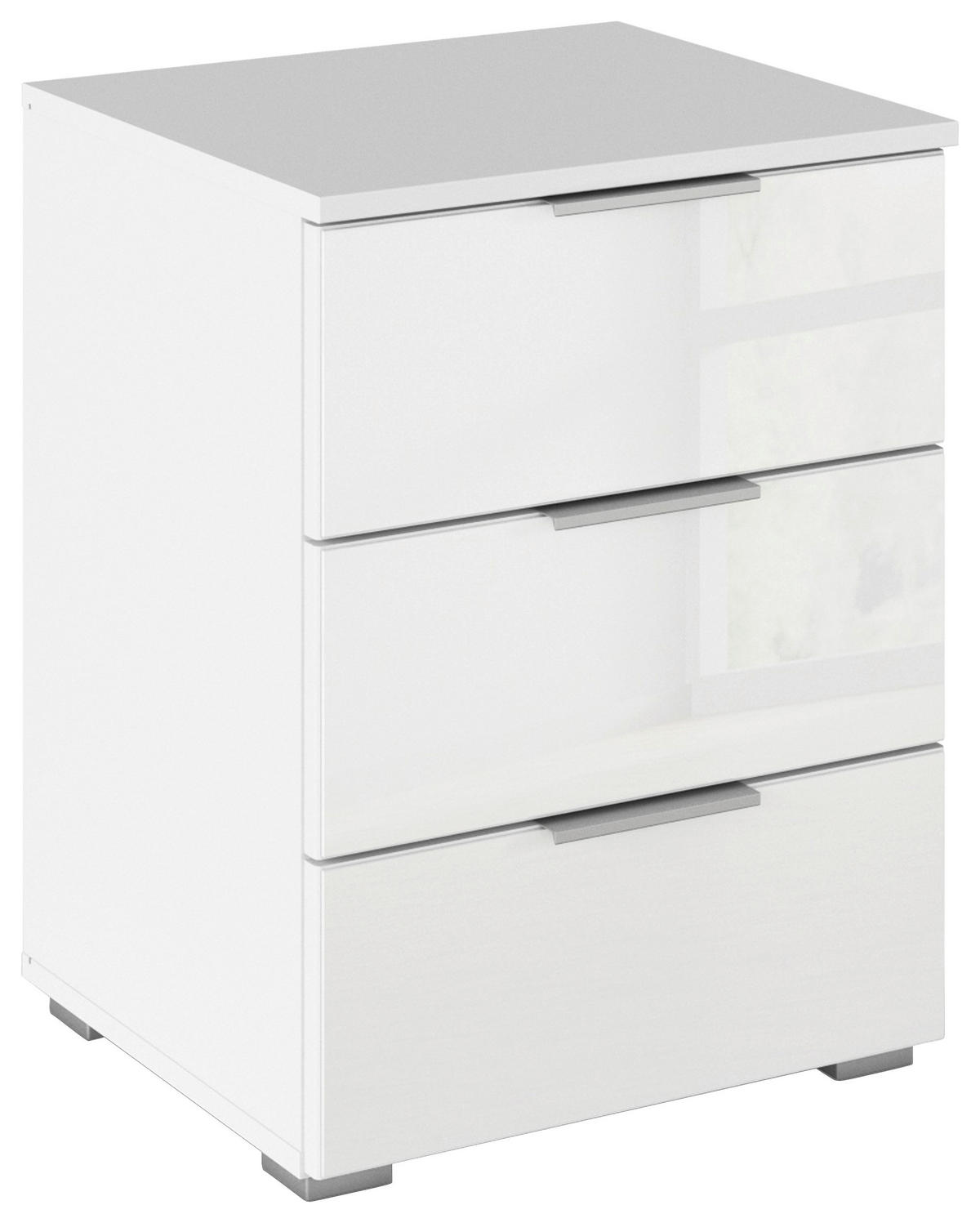 ÉJJELISZEKRÉNY fehér  - alumíniumszínű/fehér, Basics, műanyag/faalapú anyag (47/62/42cm) - Carryhome