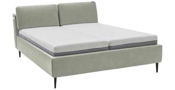 POLSTERBETT Matratze, Lattenrost Hellgrau 180/200 cm  - Hellbraun/Anthrazit, Design, Holz/Textil (180/200cm) - Johann Jakob