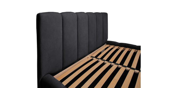 POLSTERBETT Lattenrost, Bettkasten Schwarz 180/200 cm  - Schwarz, KONVENTIONELL, Holz/Kunststoff (180/200cm) - Carryhome