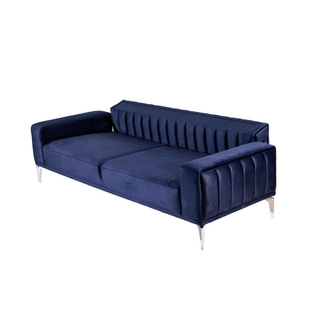 Thumbnail - Livetastic 3-Sitzer-Sofa, Dunkelblau, Textil, Uni, Füllung: Polyurethan (PUR),Faserbällchen, Polyurethan (Pur), 236x77x8...