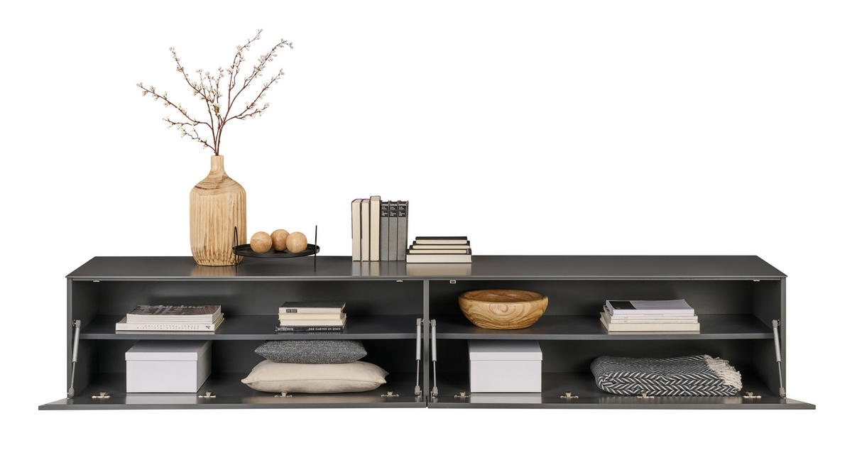 NÍZKÁ KOMODA, antracitová, 242/44/50 cm - antracitová, Design, kompozitní dřevo (242/44/50cm) - Dieter Knoll