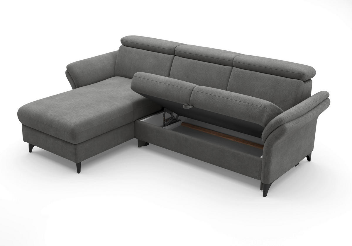 ECKSOFA Flachgewebe Grau  - Schwarz/Grau, Konventionell, Textil/Metall (166/253cm) - Sit & More