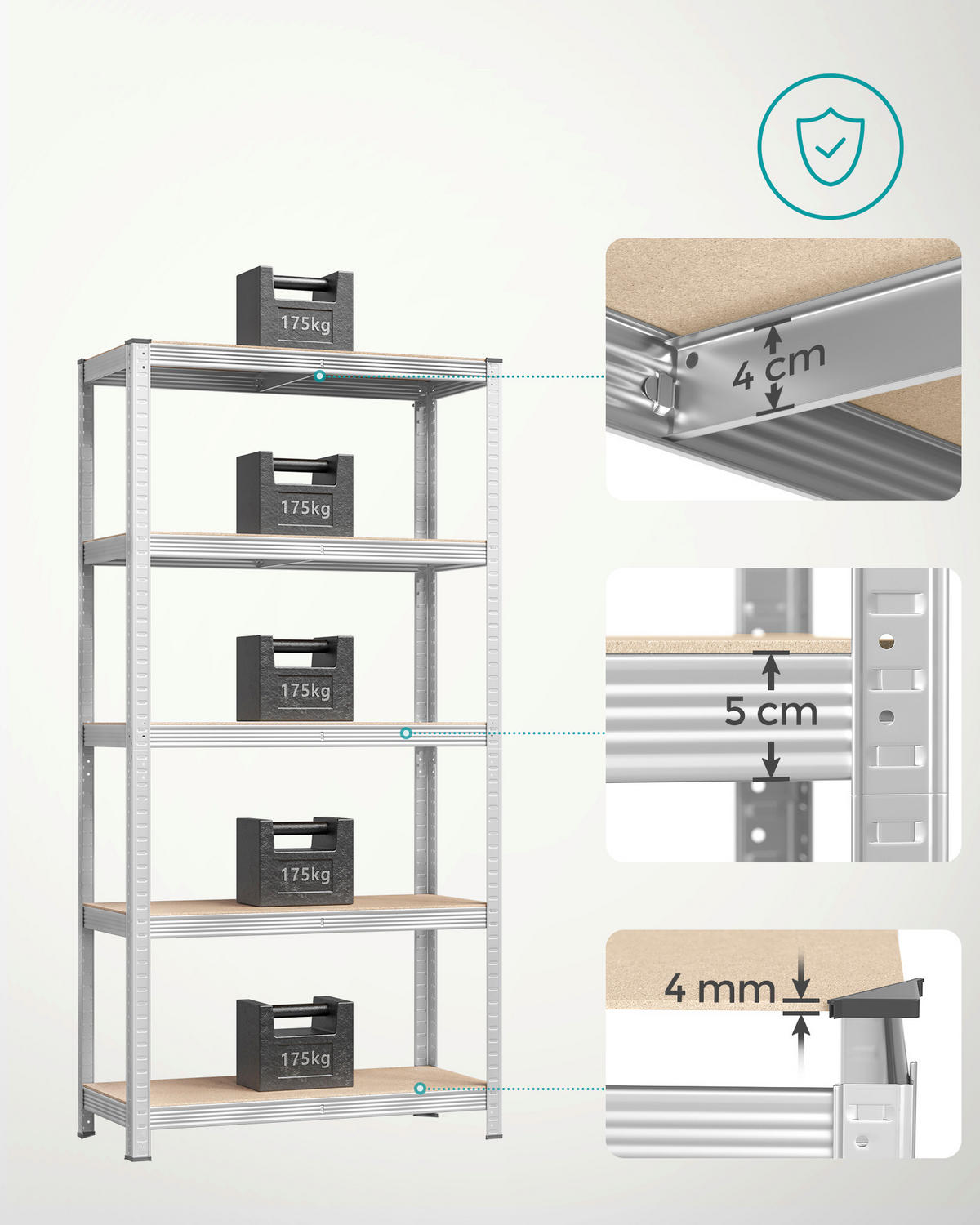 REGALELEMENT Silberfarben, Hellbraun  - Hellbraun/Silberfarben, Trend, Holzwerkstoff/Kunststoff (90/180/40cm) - Boxxx