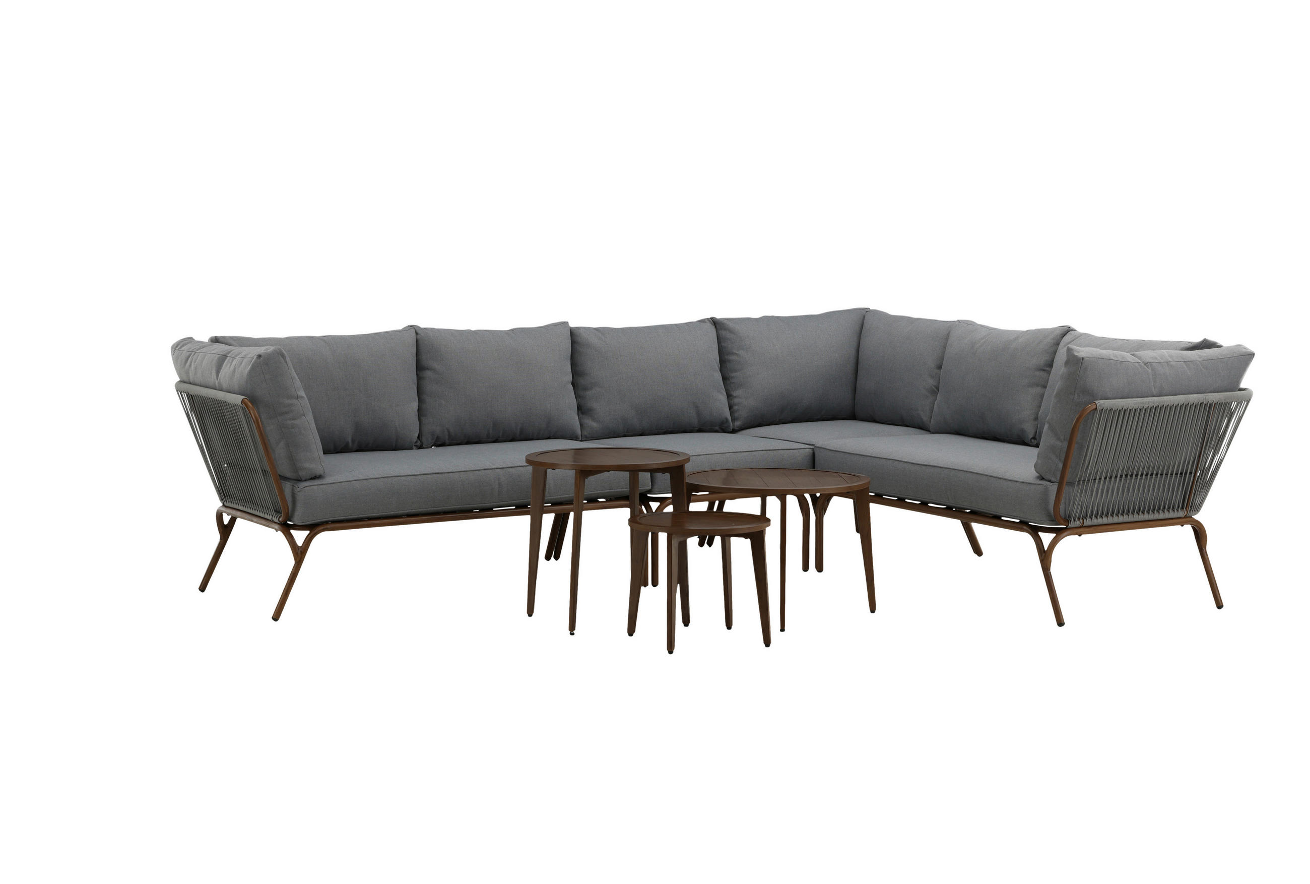 LOUNGESET  - brun/grå, Klassisk, metall/textil - Gardenson