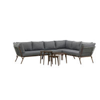 DINING-LOUNGESET  - Braun/Grau, KONVENTIONELL, Textil/Metall - Gardenson