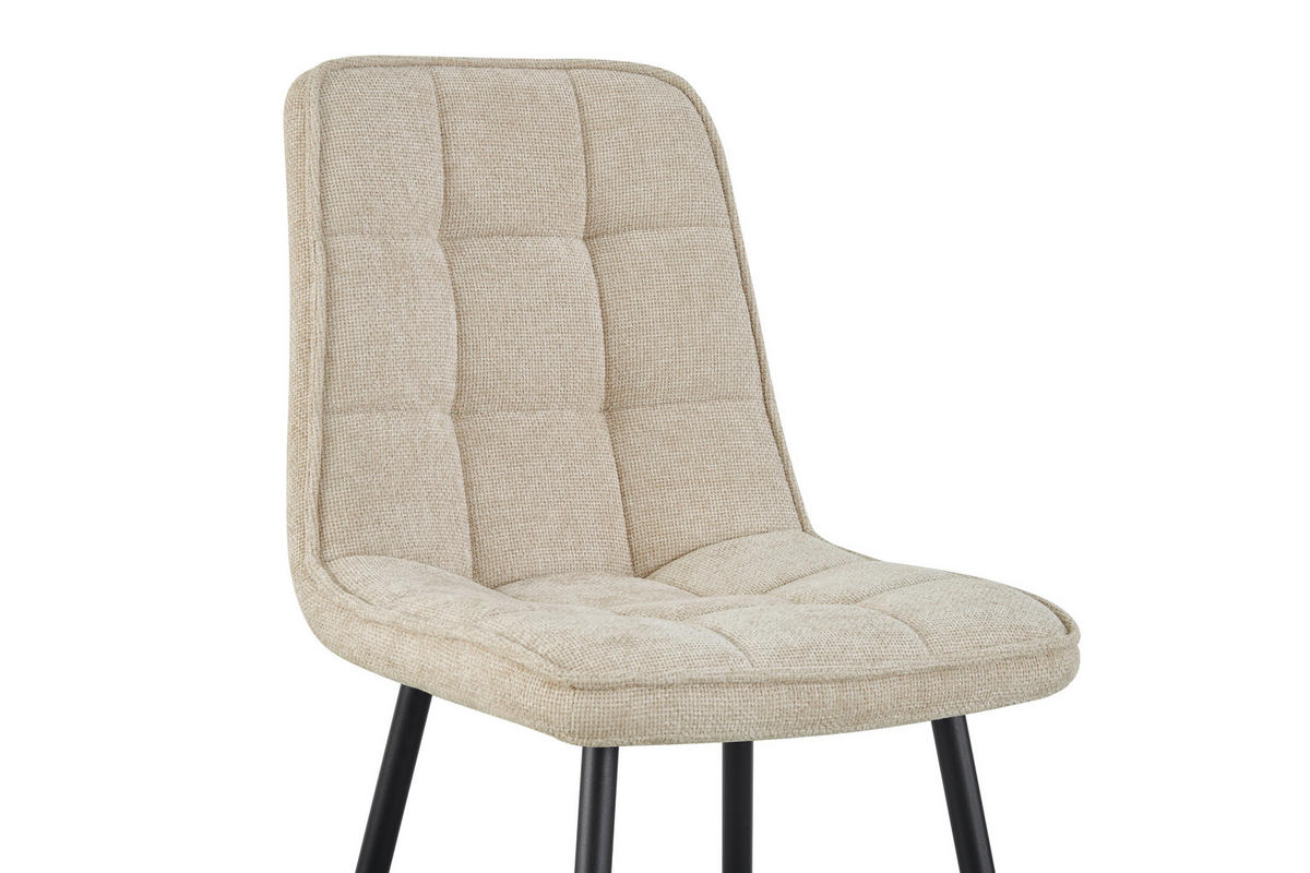 STUHL  in Eisen Leinenoptik Holz, Metall, Textil  - Beige/Schwarz, KONVENTIONELL, Holz/Textil (45/89/58cm) - MID.YOU
