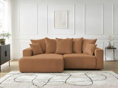 ECKSOFA Ottomane links  ATILLA Orange Flachgewebe  - Schwarz/Orange, MODERN, Kunststoff/Textil (149/244cm)