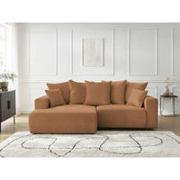 ECKSOFA Ottomane links  ATILLA Orange Flachgewebe  - Schwarz/Orange, MODERN, Kunststoff/Textil (149/244cm)