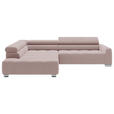 ECKSOFA in Cord Rosa  - Chromfarben/Rosa, KONVENTIONELL, Textil/Metall (219/311cm) - Hom`in