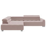 ECKSOFA in Cord Rosa  - Chromfarben/Rosa, KONVENTIONELL, Textil/Metall (219/311cm) - Hom`in