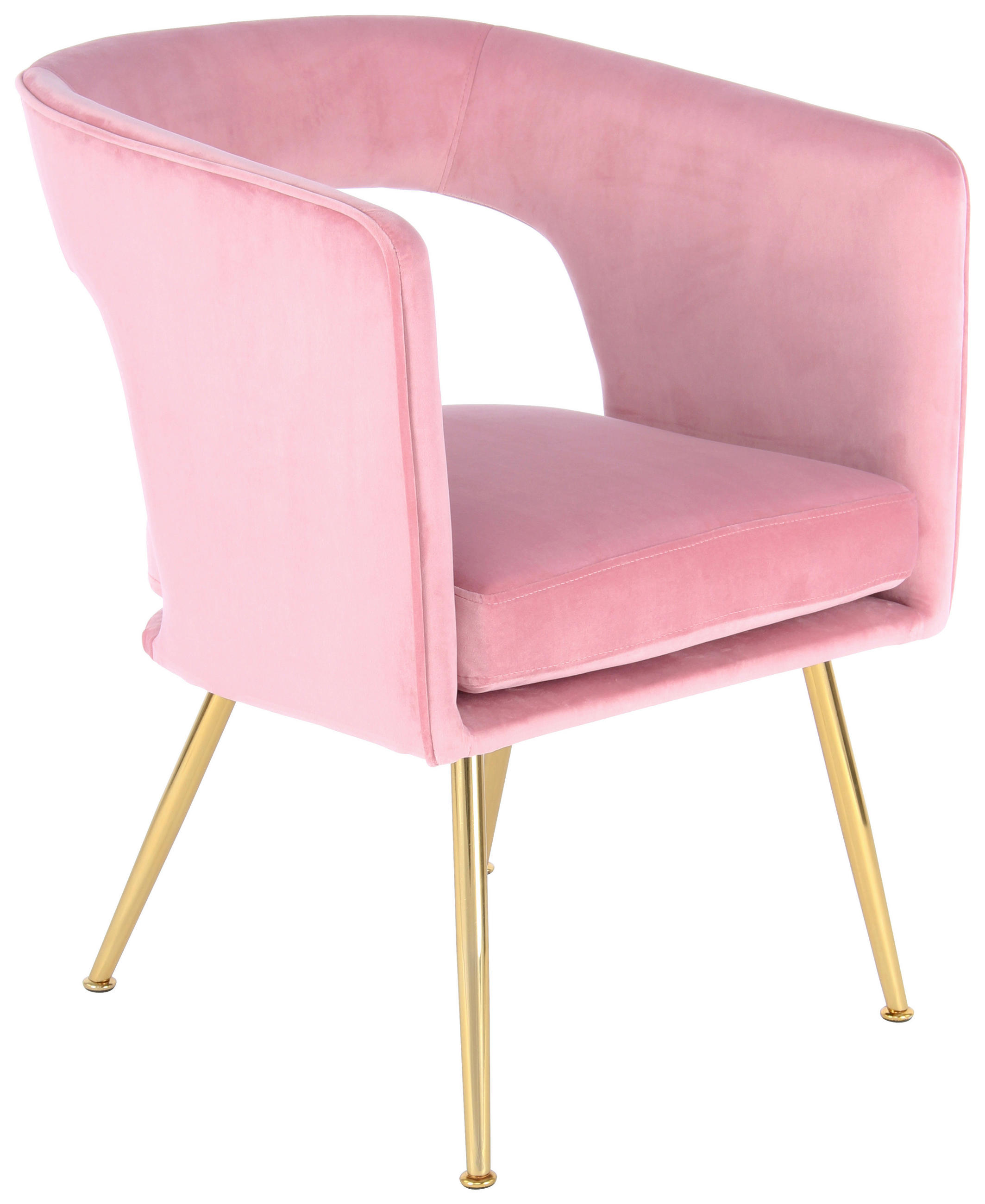ARMLEHNSTUHL  in Samt  - Goldfarben/Rosa, MODERN, Textil/Metall (60/77/63cm) - Kayoom
