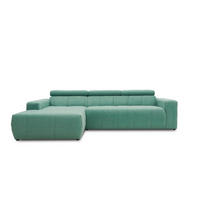 ECKSOFA in Mikrofaser Mintgrün  175/285 cm  - Schwarz/Mintgrün, Design, Kunststoff/Textil (175/285cm) - MID.YOU