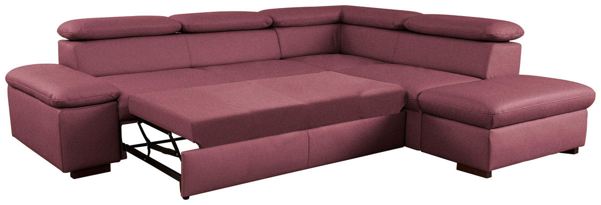 ECKSOFA inkl. Funktion Flachgewebe Aubergine  - Aubergine, Konventionell, Holz/Textil (272/226cm) - Sit & More