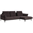 ECKSOFA in Echtleder Dunkelbraun  - Dunkelbraun/Schwarz, Natur, Leder (277/182cm) - Valnatura