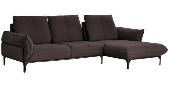 ECKSOFA in Echtleder Dunkelbraun  - Dunkelbraun/Schwarz, Natur, Leder (277/182cm) - Valnatura