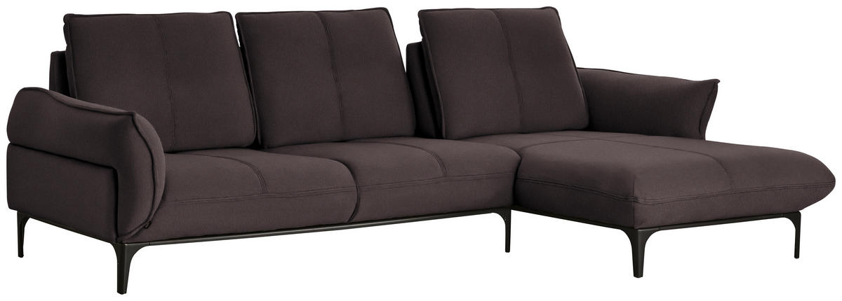 ECKSOFA in Echtleder Dunkelbraun  - Dunkelbraun/Schwarz, Natur, Leder (277/182cm) - Valnatura