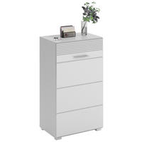 SCHUHSCHRANK Weiß, Weiß Hochglanz  - Weiß Hochglanz/Silberfarben, Design, Holzwerkstoff/Kunststoff (55/96/37cm) - Carryhome