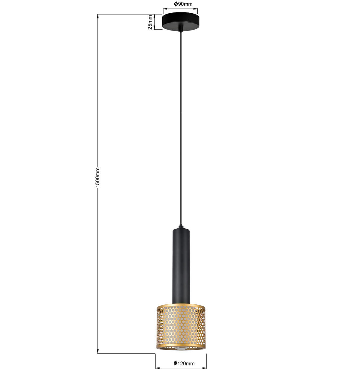 HÄNGELEUCHTE 12/150 cm    - Goldfarben, Basics, Metall (12/150cm)
