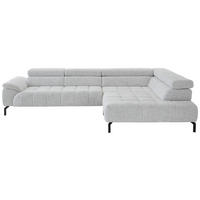 ECKSOFA in Chenille Grauweiss  - Schwarz/Grauweiss, Design, Textil/Metall (323/222cm) - Beldomo Style