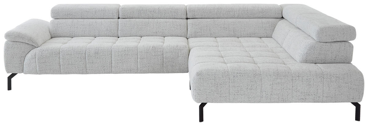 ECKSOFA in Chenille Grauweiss  - Schwarz/Grauweiss, Design, Textil/Metall (323/222cm) - Beldomo Style
