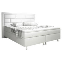 BOXSPRINGBETT 180/200 cm  in Weiß  - Silberfarben/Weiß, KONVENTIONELL, Leder/Textil (180/200cm) - MID.YOU