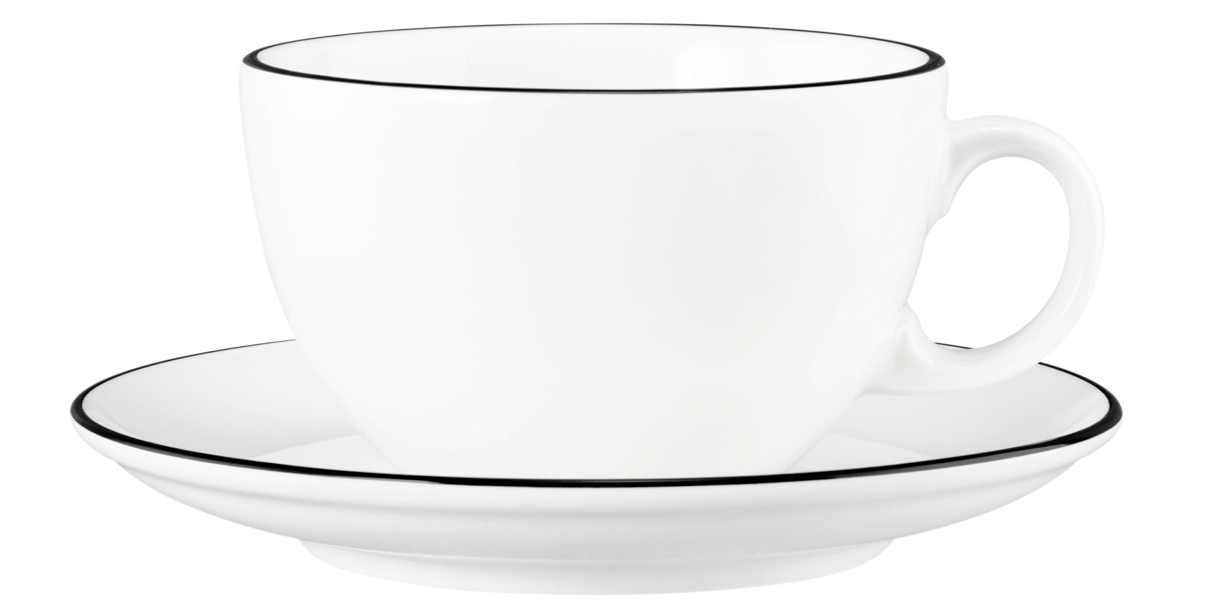 KAFFEETASSE MIT UNTERTASSE Modern Life Black line  - KONVENTIONELL, Keramik (0,37l) - Seltmann Weiden