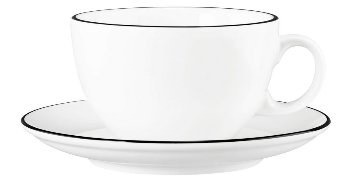 KAFFEETASSE MIT UNTERTASSE Modern Life Black line  - KONVENTIONELL, Keramik (0,37l) - Seltmann Weiden