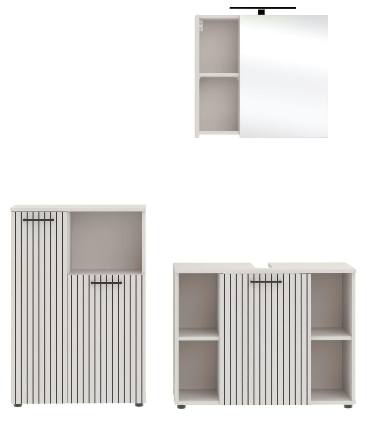 BADEZIMMER 3-teilig  in 155 cm  - Kaschmir/Schwarz, Trend, Glas/Holzwerkstoff (155cm) - Respekta