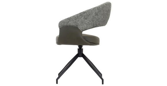 ARMLEHNSTUHL  automatische Rückholfunktion, Sitzfläche 360° drehbar Mikrofaser, Webstoff  - Schwarz/Weiß, Design, Textil/Metall (60/83/62cm) - Novel