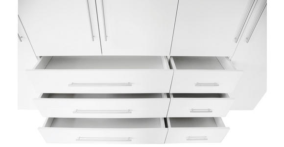 DREHTÜRENSCHRANK  in Weiß, Weiß Hochglanz  - Weiß Hochglanz/Alufarben, KONVENTIONELL, Holzwerkstoff/Metall (244/218,6/59,4cm) - Xora
