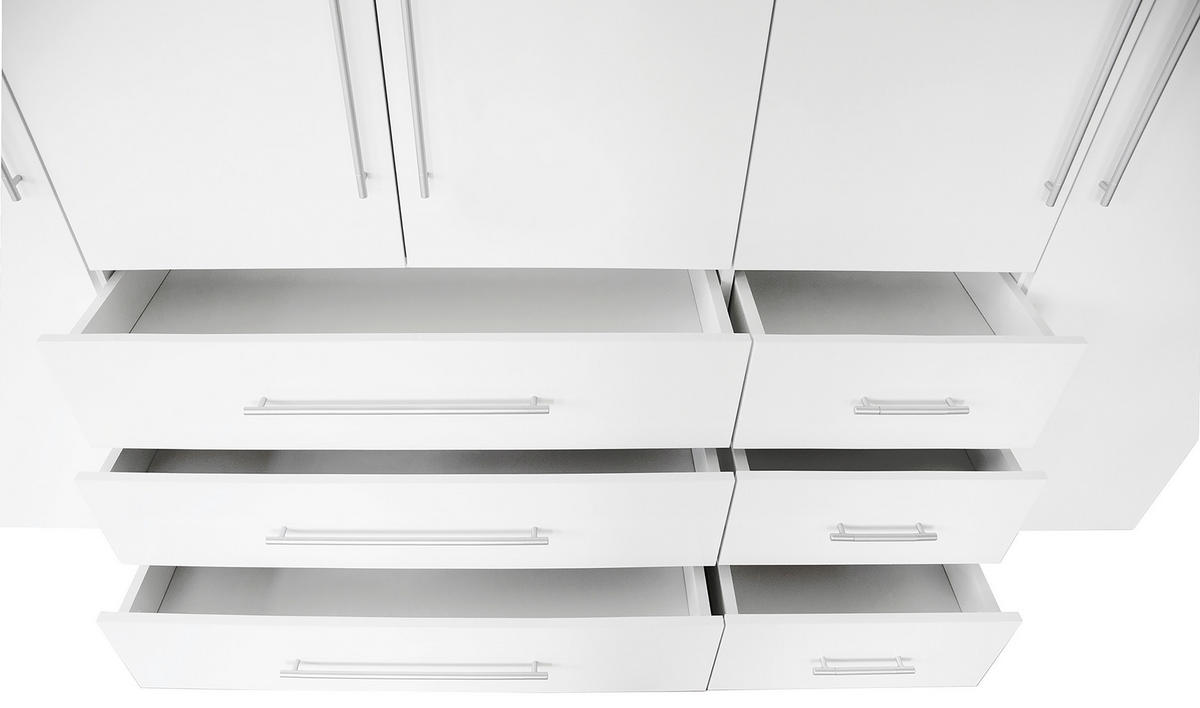GARDEROB MED GÅNGJÄRN 244/218,6/59,4 cm 5-dörrar - vit/aluminiumfärg, Klassisk, metall/trämaterial (244/218,6/59,4cm) - Best Price