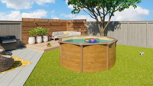 POOL-SET 32 WOOD 550/130 cm  - Sandfarben/Braun, Basics, Kunststoff (550/130cm)
